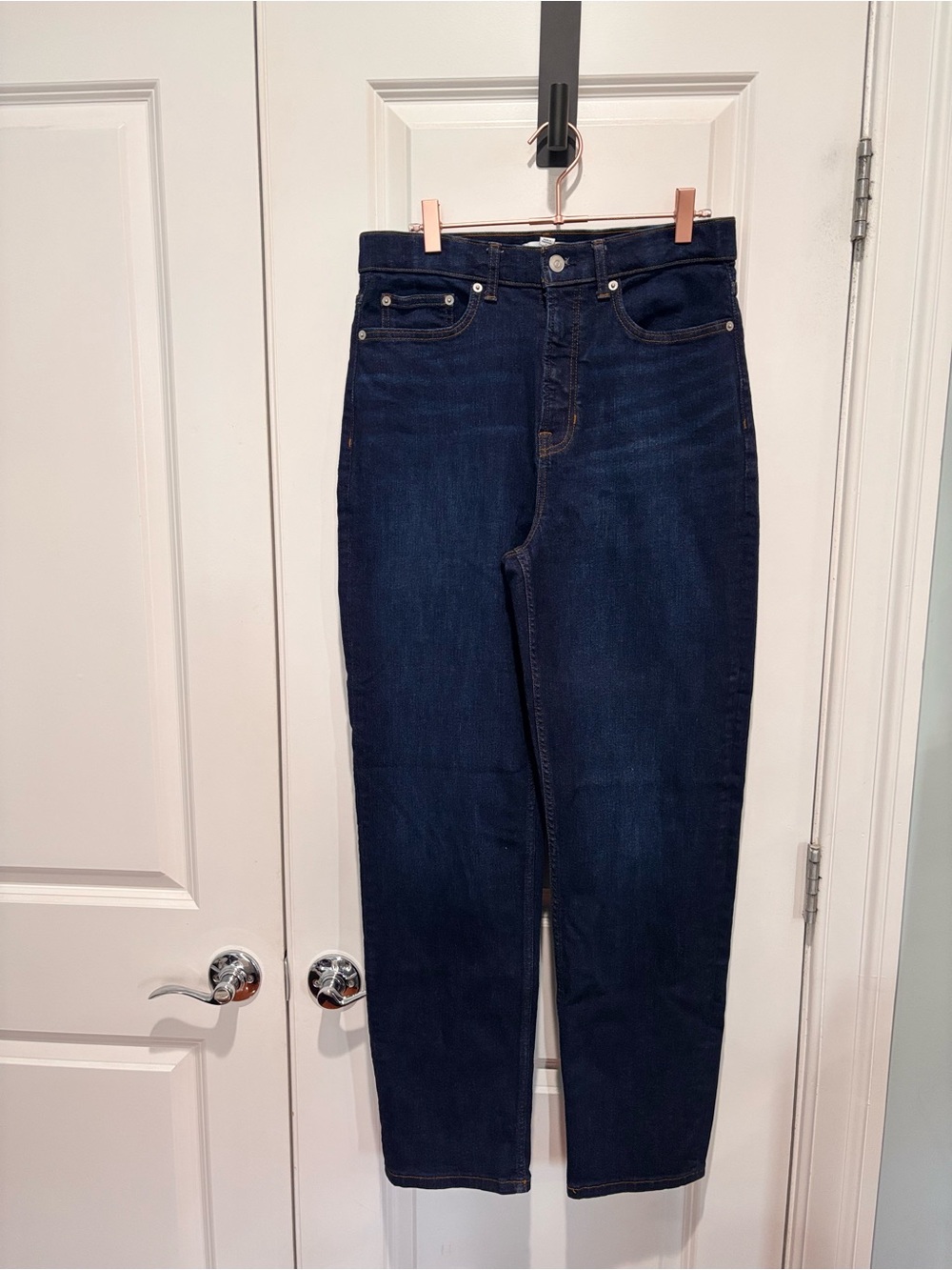 SPANX High-Rise Straight Leg Jeans Dark Blue 12/31